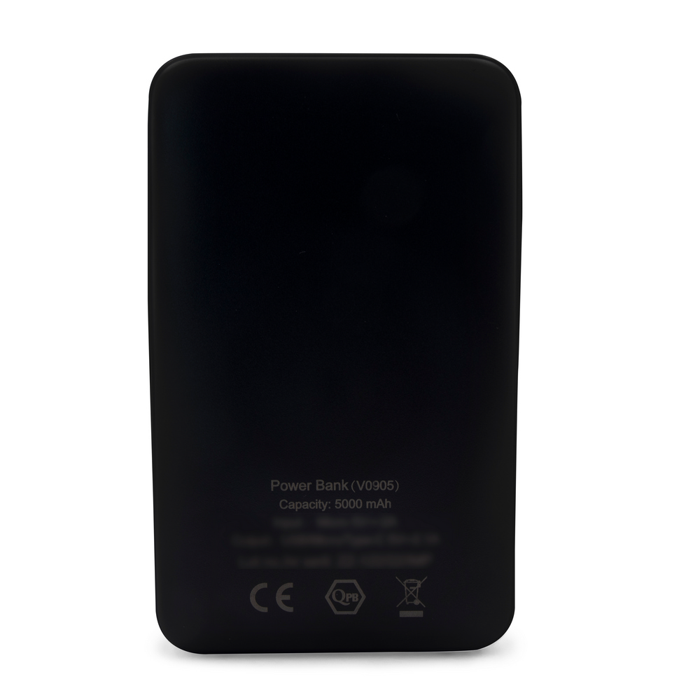 Power bank 5000 mAh ze zintegrowanymi kablami, adapter w komplecie | Presley Czarny V0905-03 (9)