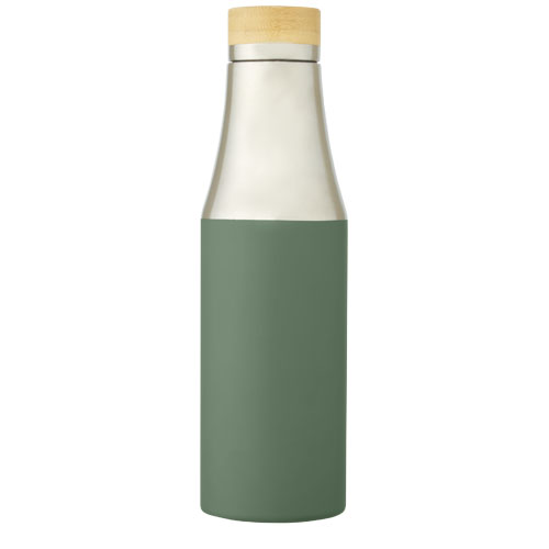 Hulan miedziana, próżniowo izolowana butelka o pojemności 540 ml z bambusową pokrywką Melanż zielony 10066762 (5)