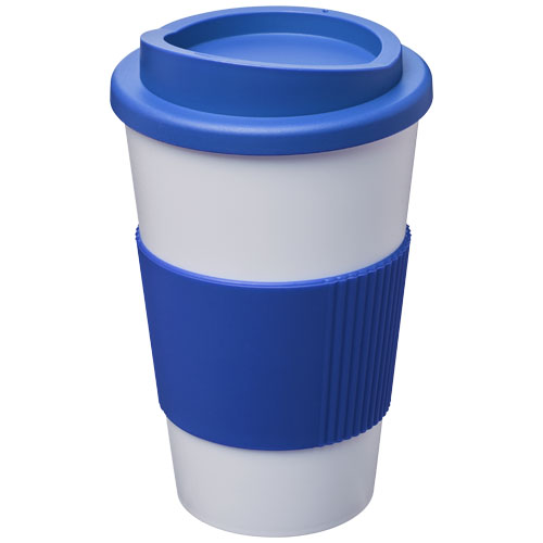 Kubek termiczny z serii Americano® o pojemności 350 ml z uchwytem Biały-Środkowy niebieski 21000233 