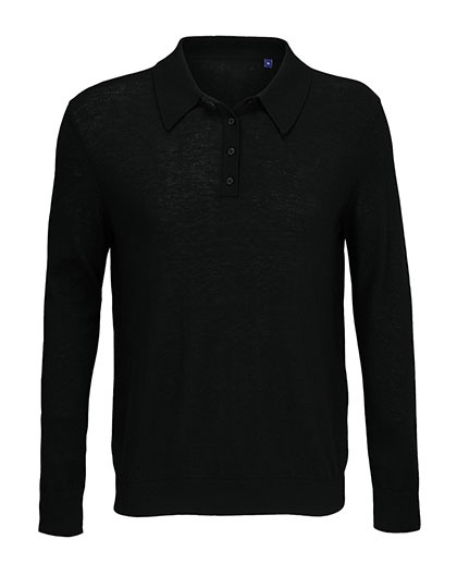 Sweter Polo Męski Welna Poliester Deep Black NB3986-805137 