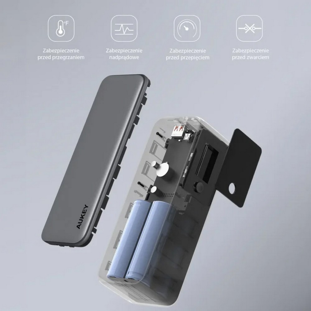 Power bank 27600 mAh, 140 W, Aukey Srebrny VAM15-32 (4)
