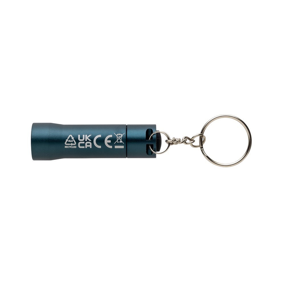 Brelok do kluczy z aluminium z recyklingu, latarka Flash Niebieski P514.0405 (2)