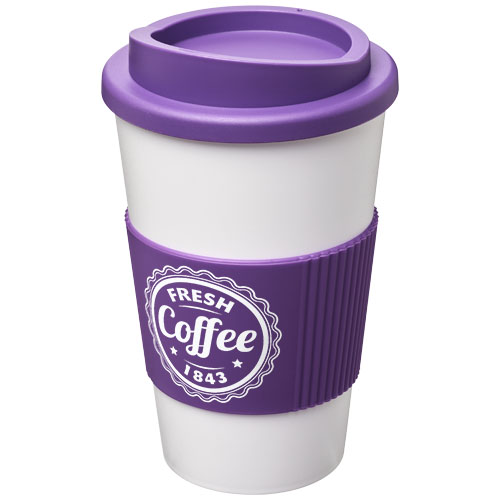 Kubek termiczny z serii Americano® o pojemności 350 ml z uchwytem Biały-Fioletowy 21000213 (1)