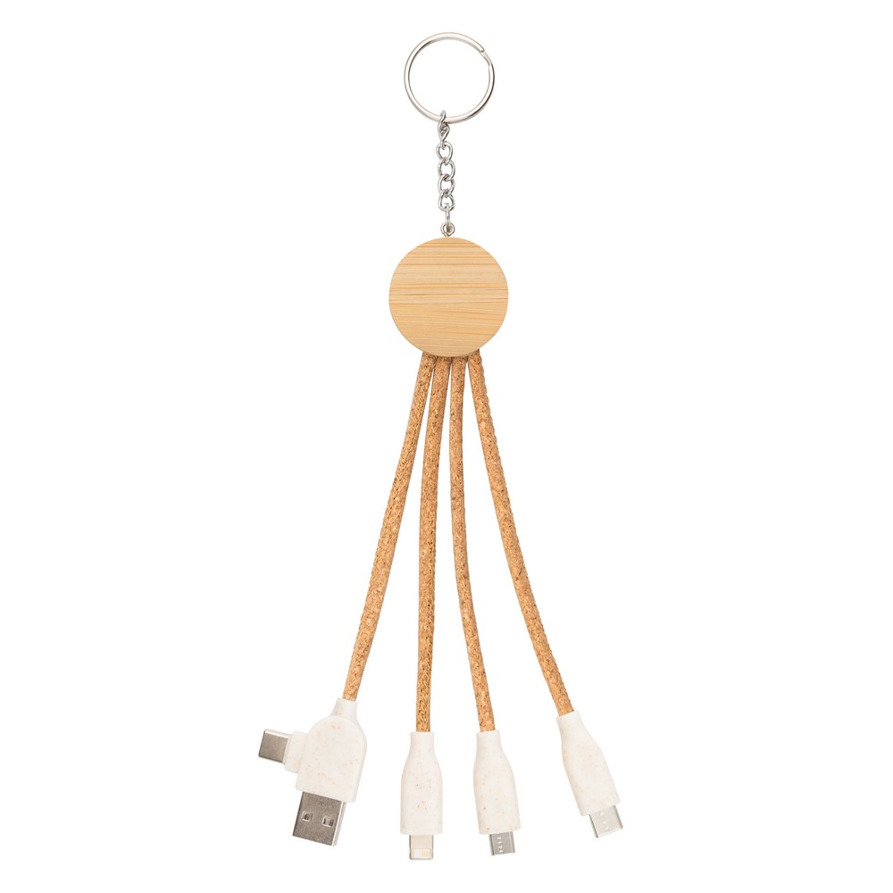 Korkowy kabel do ładowania B'RIGHT, bambusowy element, brelok do kluczy | Antez Neutralny V1294-00 (2)