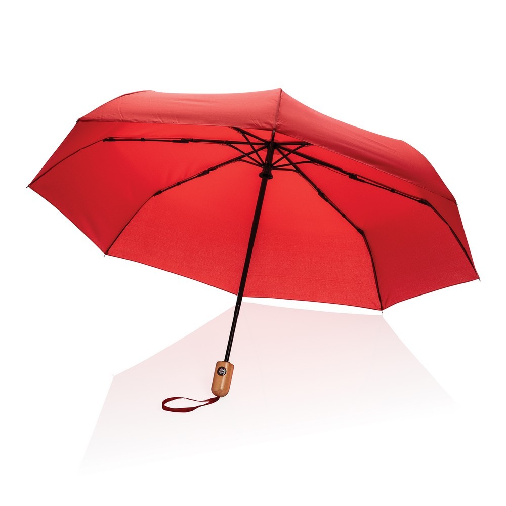 Bambusowy parasol automatyczny 21" AWARE™ RPET Czerwony P850.614 (6)
