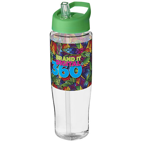 Bidon H2O Tempo® o pojemności 700 ml z wieczkiem z słomką Przezroczysty-Zielony 21004420 (1)