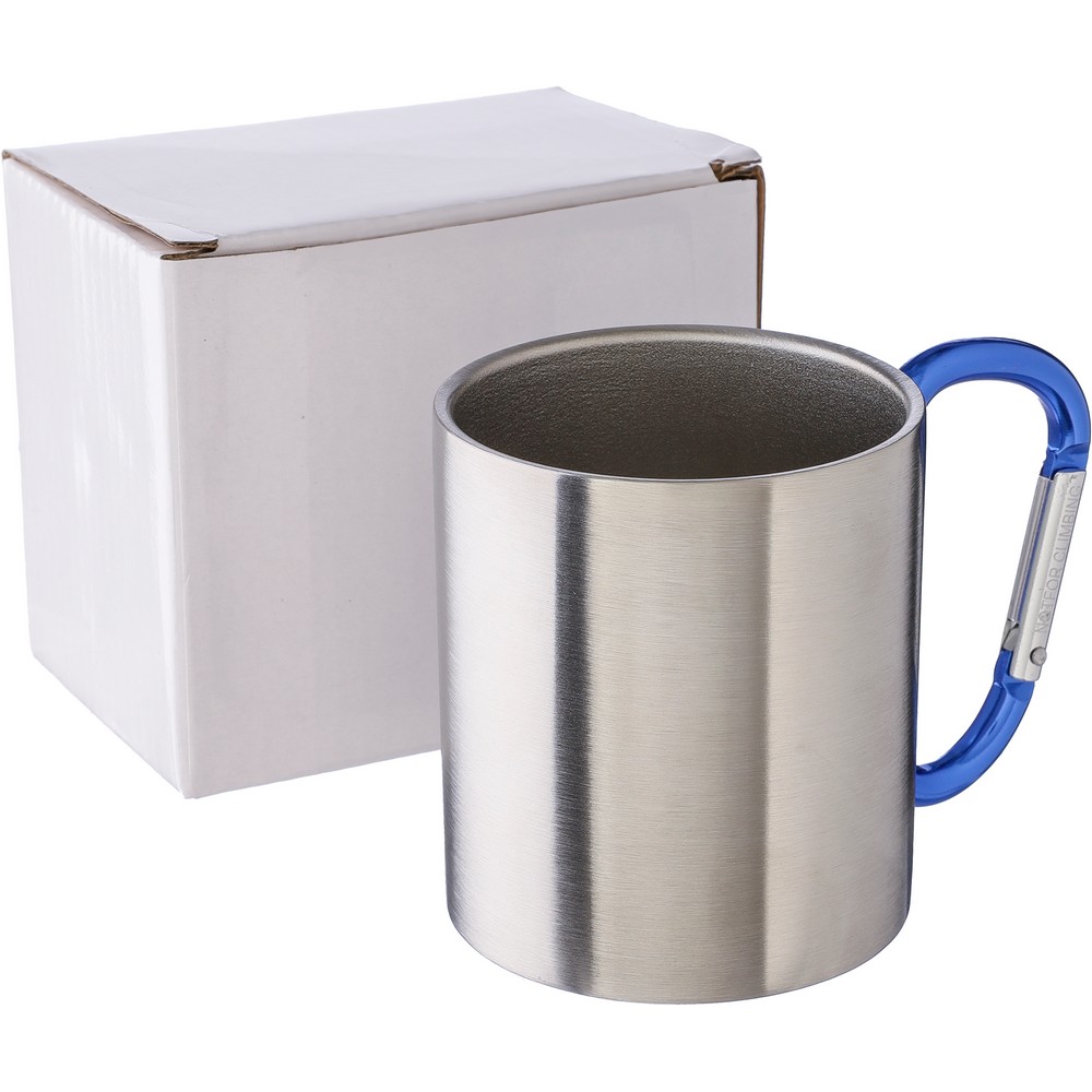 Metalowy kubek 185 ml z karabińczykiem Granatowy V0646-04 (1)