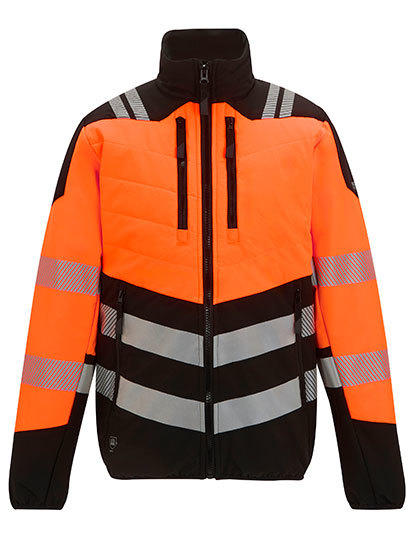 Kurtka Softshell Męska Odblaskowa Ocieplana - Black & Orange Black RG953-997808 