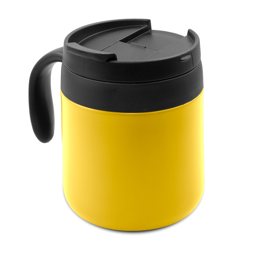 Kubek termiczny 400 ml z rączką | Wyatt żółty V4838-08 