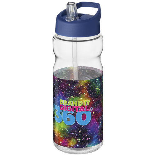 Bidon H2O Base® o pojemności 650 ml z wieczkiem z słomką Przezroczysty-Niebieski 21004916 (1)