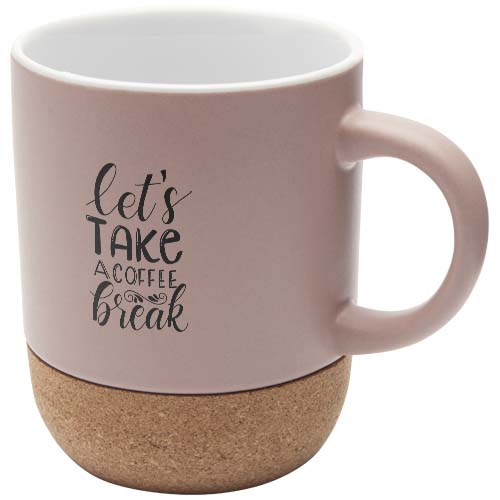 Billie kubek ceramiczny o pojemności 300 ml z detalami z korka i matowym wykończeniem Przygaszony róż 10084740 (1)