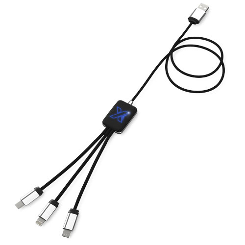 Kabel z podświetlonym logo 3w1 - SCX.design C17 Niebieski-Czarny 2PX00352 (1)
