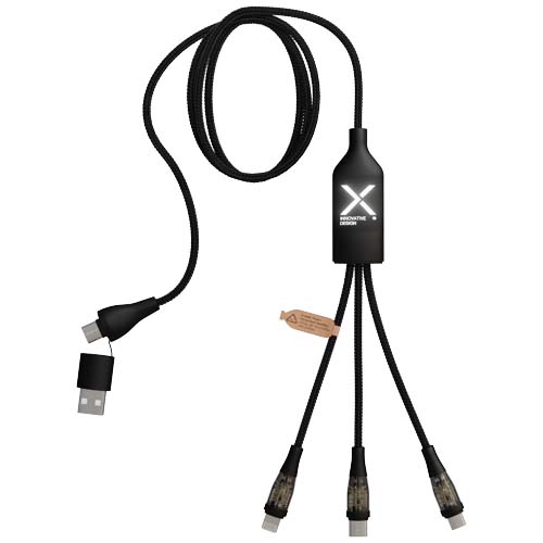 Gadżet reklamowy - SCX.design C50 kabel szybkiego ładowania 5 w 1 o mocy 100 W/5 A z wyświetlaczem cyfrowym