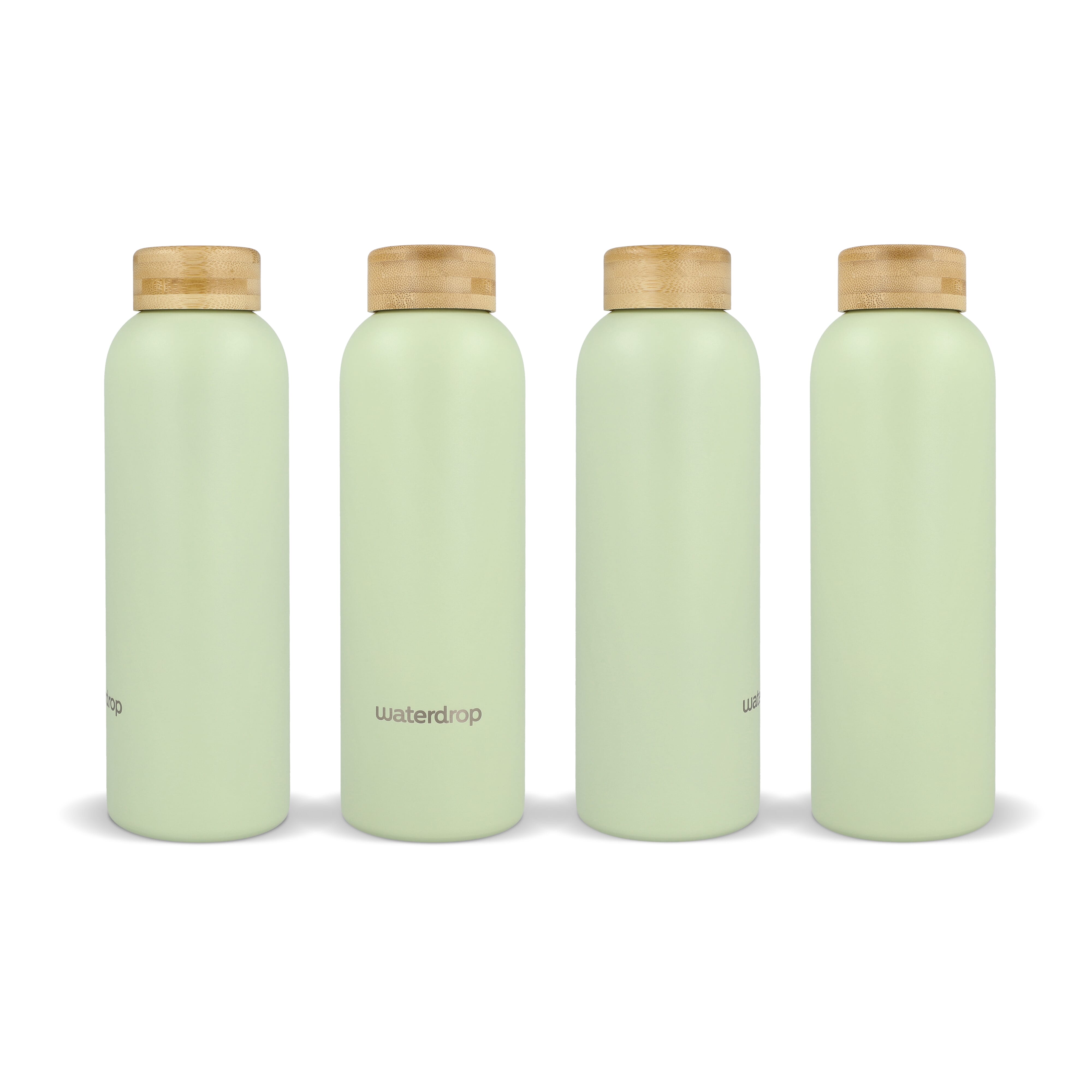 Butelka ze stali nierdzewnej Waterdrop z bambusową nakrętką 600 ml Ciemnobrązowy / zielony LT47002-N5031 (1)