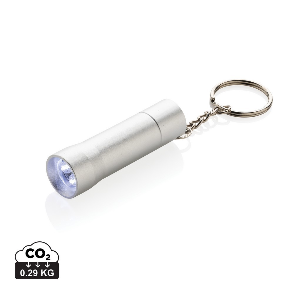 Brelok do kluczy z aluminium z recyklingu, latarka Flash Szary P514.0402 (10)