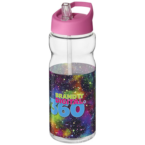 Bidon H2O Base® o pojemności 650 ml z wieczkiem z słomką Przezroczysty-Różowy 21004920 (1)