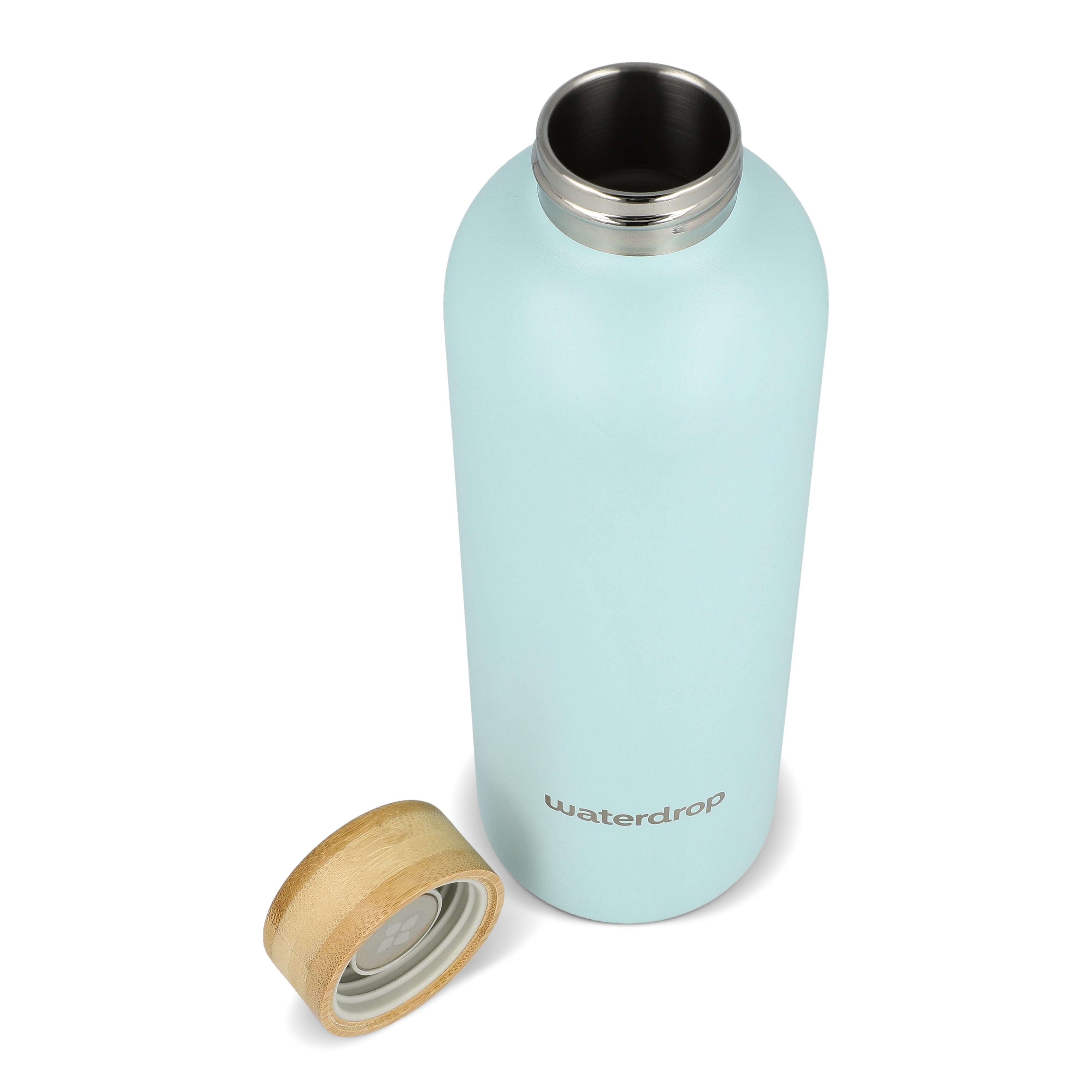 Butelka ze stali nierdzewnej Waterdrop z bambusową nakrętką 600 ml Pastelowoniebieski LT47002-N0016 (6)