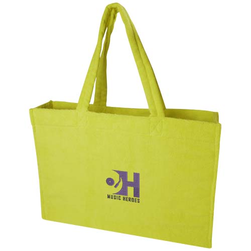 Torba plażowa Siam z materiału frotte z recyklingu GRS, o pojemności 13 l Limonkowy 12075263 (1)