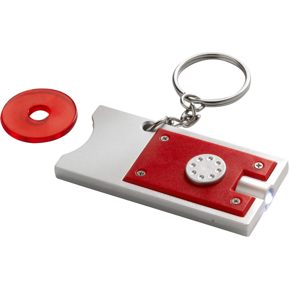 Brelok do kluczy, żeton do wózka na zakupy, lampka LED Czerwony V2452-05 