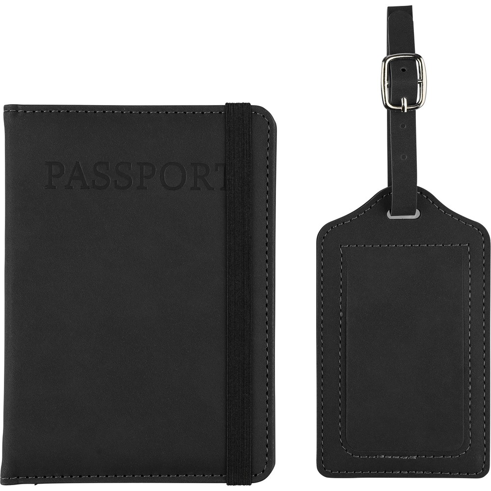 Etui do paszportu, zawieszka do bagażu Czarny VB183-03 
