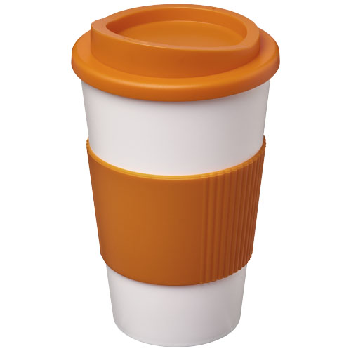 Kubek termiczny z serii Americano® o pojemności 350 ml z uchwytem Biały-Pomarańczowy 21000212 
