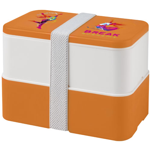 MIYO dwupoziomowe pudełko na lunch Pomarańczowy-Biały-Biały 21047006 (1)