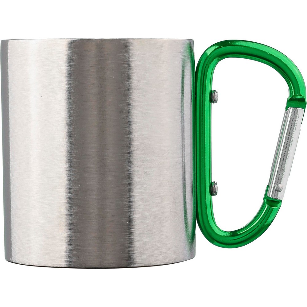 Metalowy kubek 185 ml z karabińczykiem Zielony V0646-06 