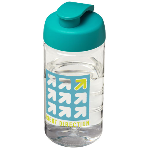 Bidon H2O Bop® o pojemności 500 ml z wieczkiem zaciskowym Przezroczysty-Turkusowy niebieski 21005005 (1)