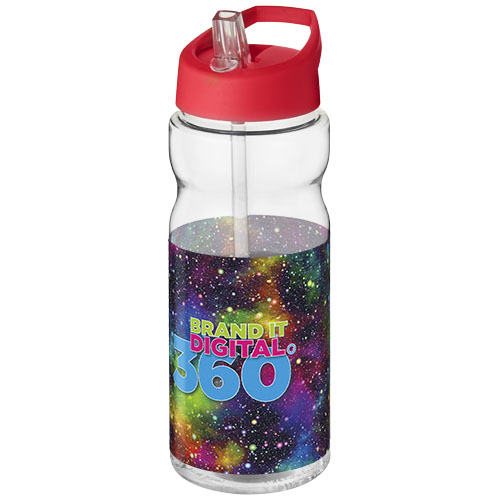 Bidon H2O Base® o pojemności 650 ml z wieczkiem z słomką Przezroczysty-Czerwony 21004922 (1)