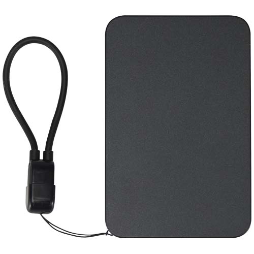 Powerbank SMART o pojemności 5000 mAh, wykonany z tworzywa sztucznego pochodzącego z recyklingu, ze smyczą na szyję Czarny 12452990 (2)