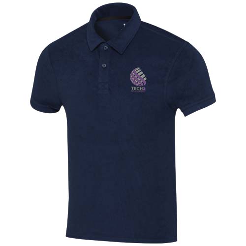 Koszulka polo Akoya, unisex, z materiału frotte z recyklingu  Granatowy 37544559 (1)