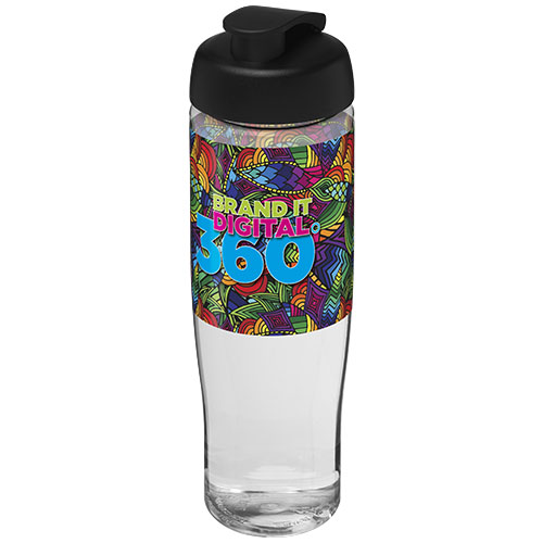 Bidon H2O Tempo® o pojemności 700 ml z wieczkiem zaciskowym Przezroczysty-Czarny 21004000 (1)