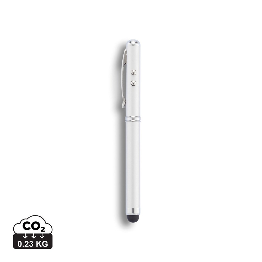 Długopis 4 w 1, touch pen, wskaźnik laserowy, latarka Srebrny P327.102 (7)