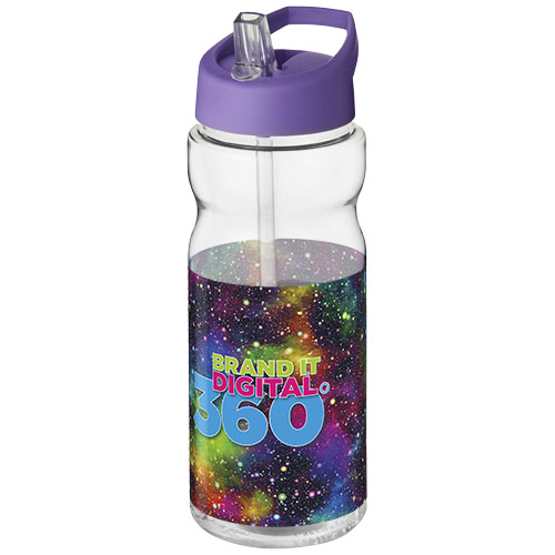 Bidon H2O Base® o pojemności 650 ml z wieczkiem z słomką Przezroczysty-Fioletowy 21004921 (1)