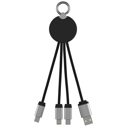 Kabel z podświetlonym logo 3w1 z brelokiem - SCX.design C16 Czerwony-Czarny 2PX00221 (3)