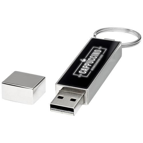 Prostokątna podświetlana pamięć USB Biały-Czarny-Srebrny 1Z48401D (1)