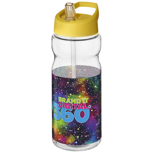 Bidon H2O Base® o pojemności 650 ml z wieczkiem z słomką Przezroczysty-Żółty 21004923 (1)
