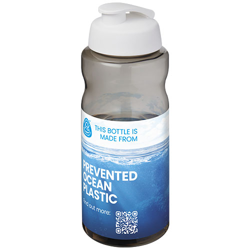 H2O Active® Eco Big Base bidon z wieczkiem zaciskowym o pojemności 1 litra Węgiel drzewny-Biały 21017893 (1)