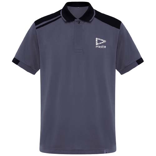 Samurai 160 g/m2 antybakteryjna koszulka polo unisex z krótkim rękawem  Ołowiowy-Czarny R8410E51 (1)