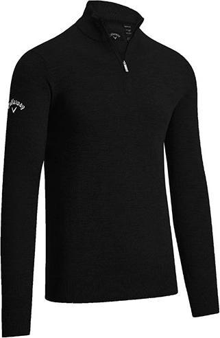 Męski Sweter Merino 1/4 Zamek Black Onyx CW351-804472 