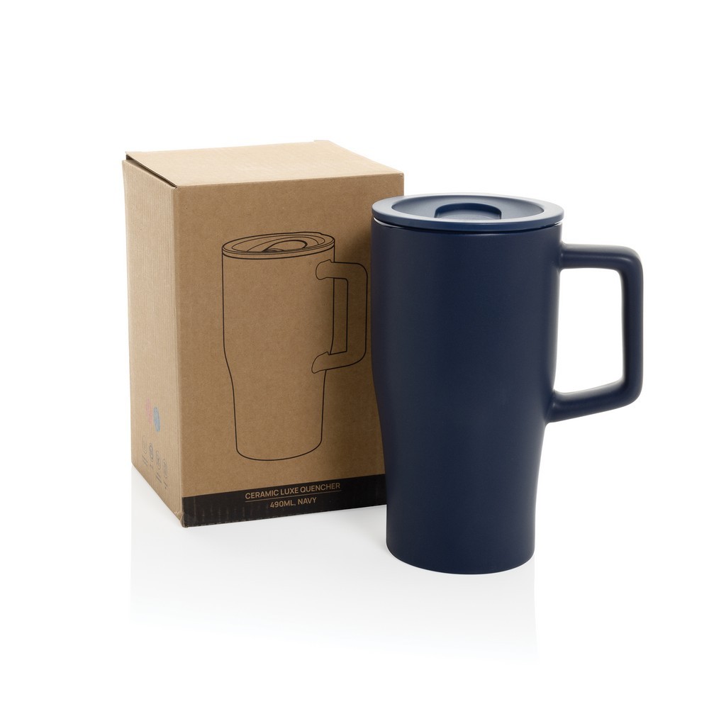 Ceramiczny kubek podrożny 490 ml Granatowy P437.2225 (8)