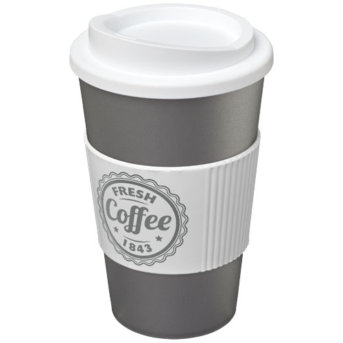 Kubek termiczny z serii Americano® o pojemności 350 ml z uchwytem Srebrny-Biały 21000225 (1)