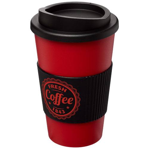 Kubek termiczny z serii Americano® o pojemności 350 ml z uchwytem Czerwony-Czarny 21000216 (1)