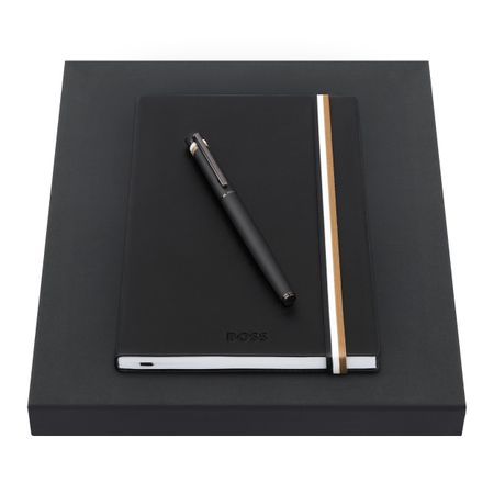 Gadżet reklamowy - Zestaw upominkowy HUGO BOSS pióro kulkowe i notes A5 - HNH321XL + HSG3525X