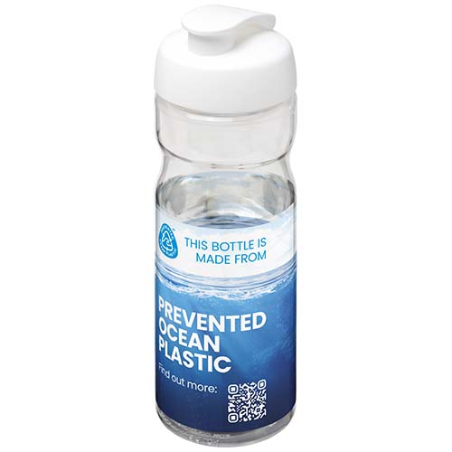 Bidon H2O Eco o pojemności 650 ml z wieczkiem zaciskowym Przezroczysty-Biały 21009792 (1)
