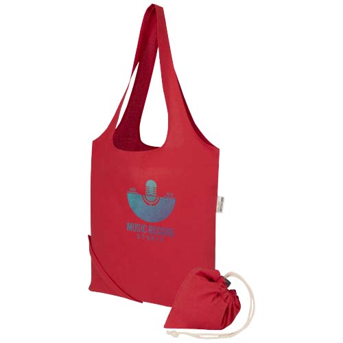 Madras Blend - torba na zakupy, wykonana z recyklingowanej baweły o gramaturze 140 g/m² posiadającej certyfikat GRS, składana Czerwony 12080521 (1)