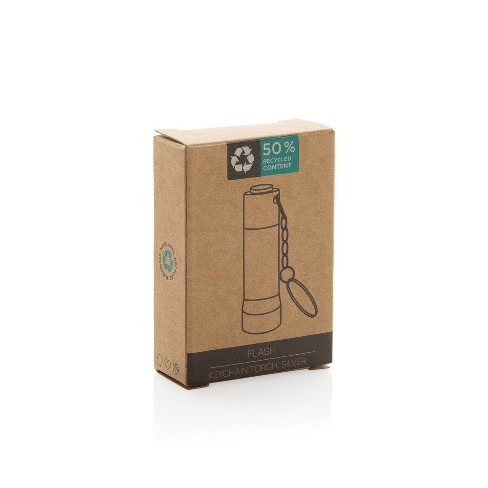 Brelok do kluczy z aluminium z recyklingu, latarka Flash Szary P514.0402 (9)
