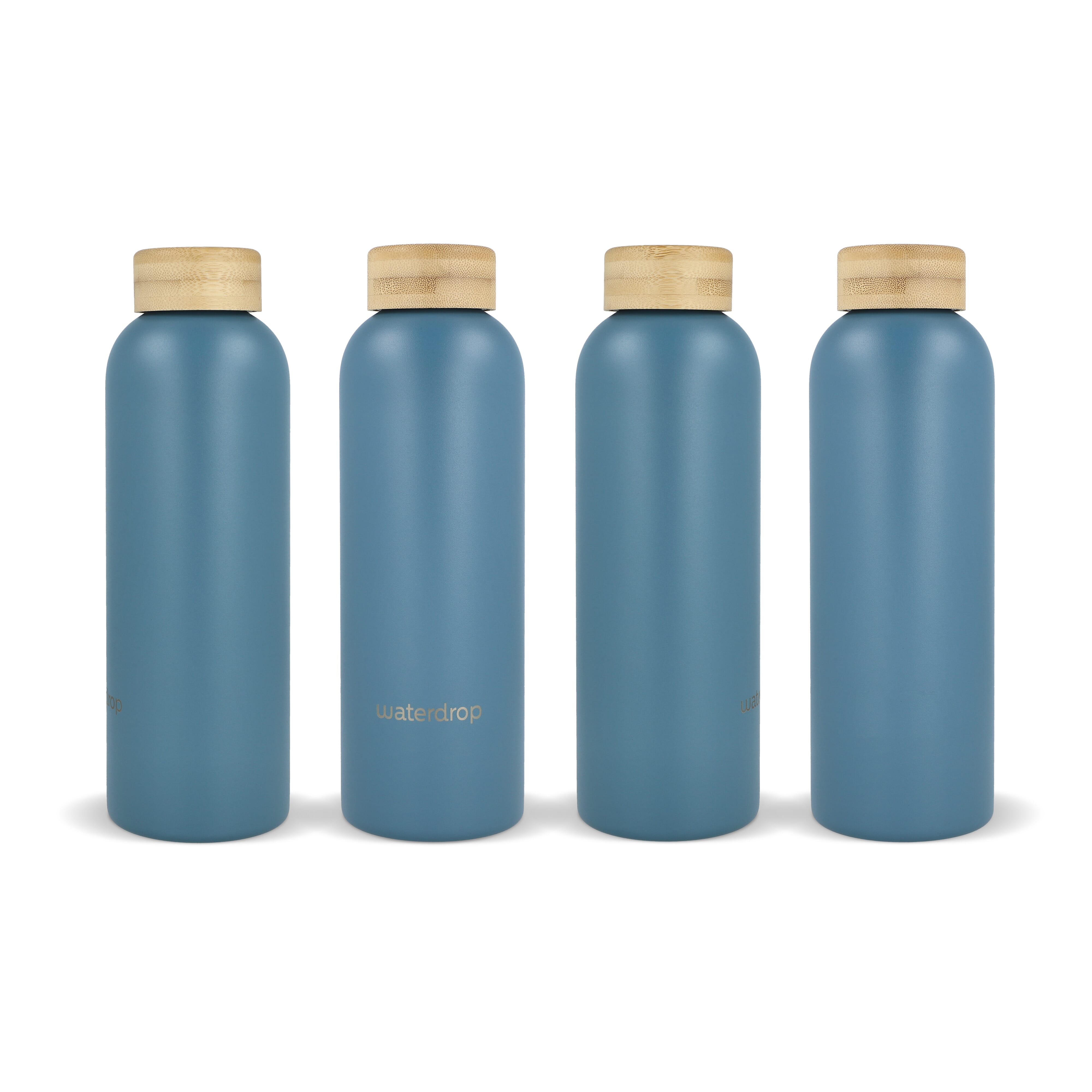 Butelka ze stali nierdzewnej Waterdrop z bambusową nakrętką 600 ml Niebieskoszary LT47002-N0065 (3)