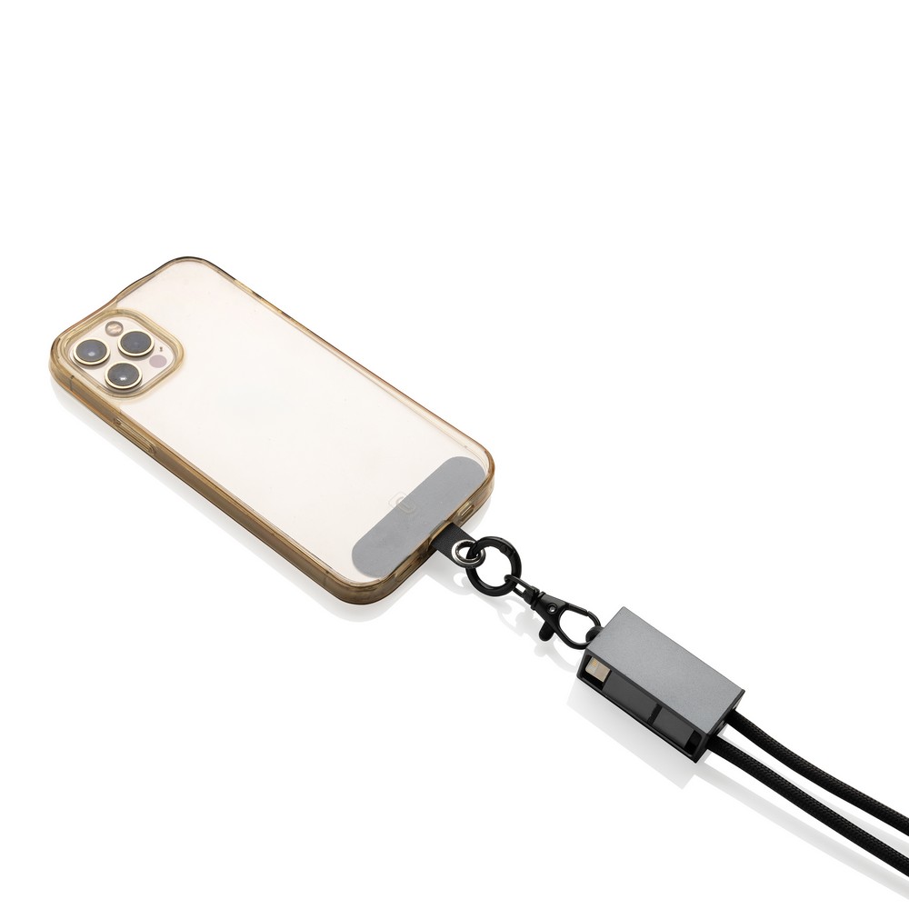 Kabel do ładowania 2 w 1, smycz na telefon Terra Szary P302.5402 (5)
