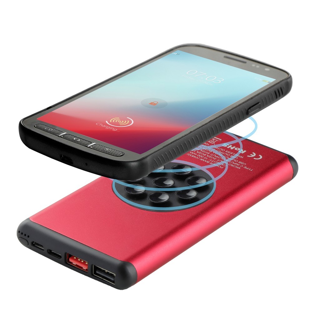 Gadżet reklamowy - Bezprzewodowy power bank 10000 mAh Mauro Conti z przyssawkami, ładowarka bezprzewodowa 10W | Stef